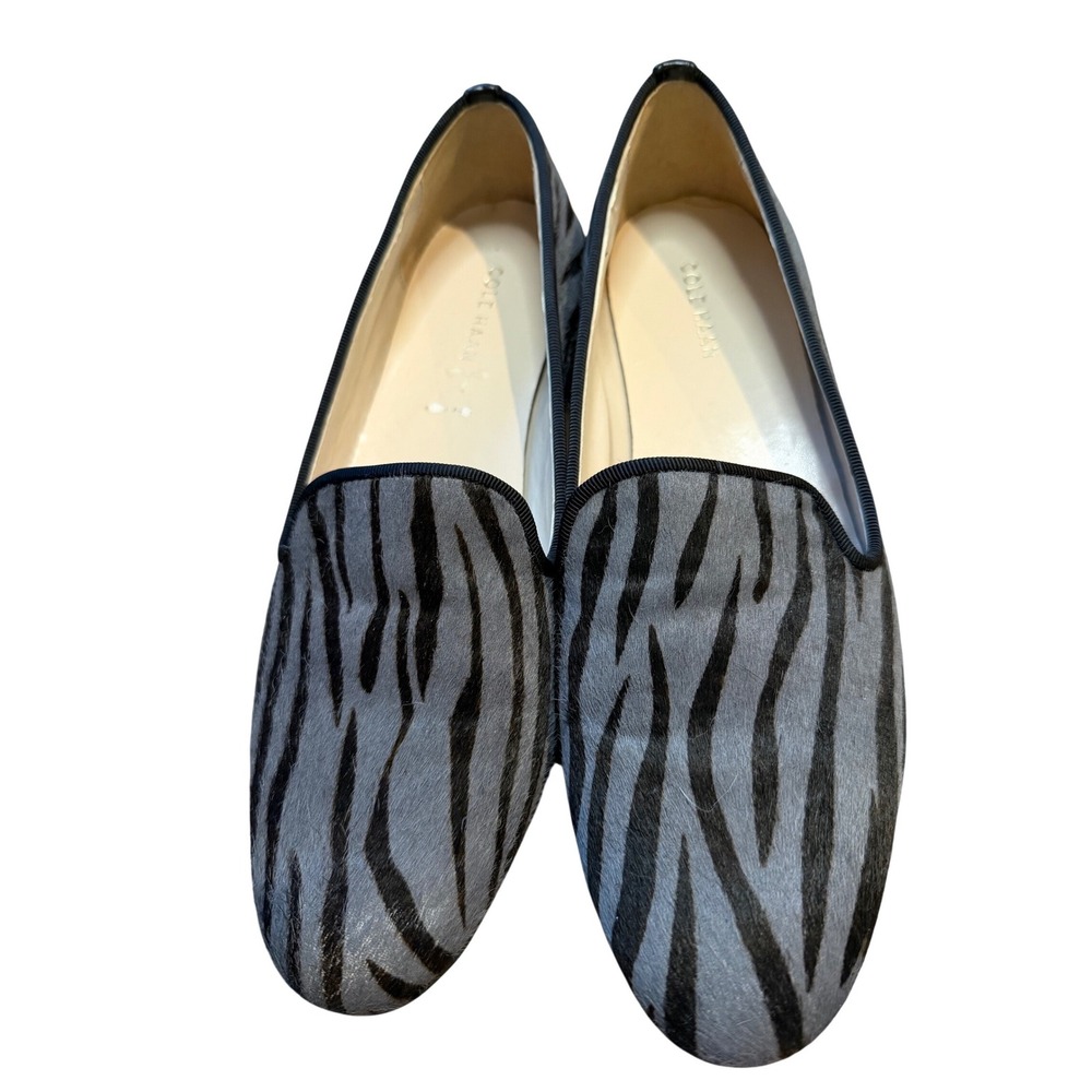 Cole Haan Women Zebra Print Pony Hair Loafers Flats Shoes Size‎ 8.5B